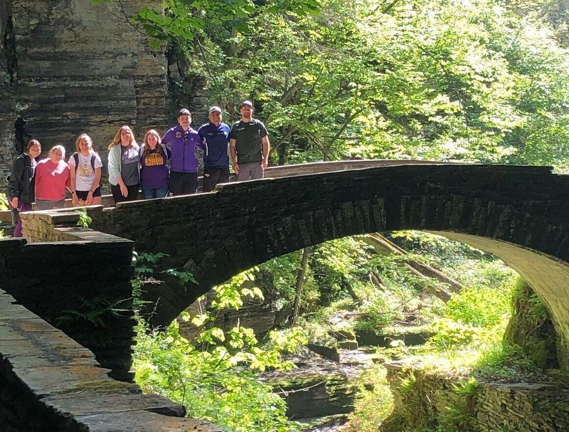 EC Students on stone bridge